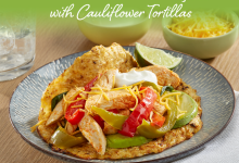 Slow Cooker Chicken Fajitas with Cauliflower Tortillas
